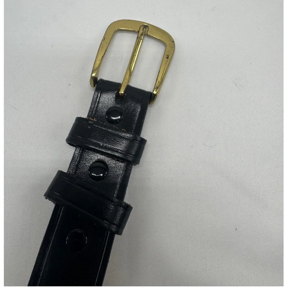Premier Men's Black Genuine Leather Belt Size 46 Gold Tone Buckle Dress‎ Casual